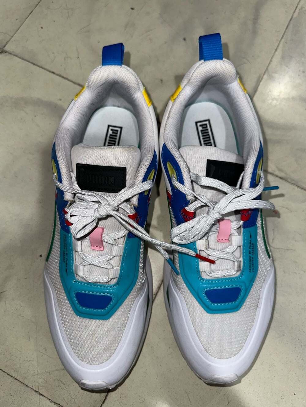 Puma Mirage Tech Size 8 White Multicolor Sneakers